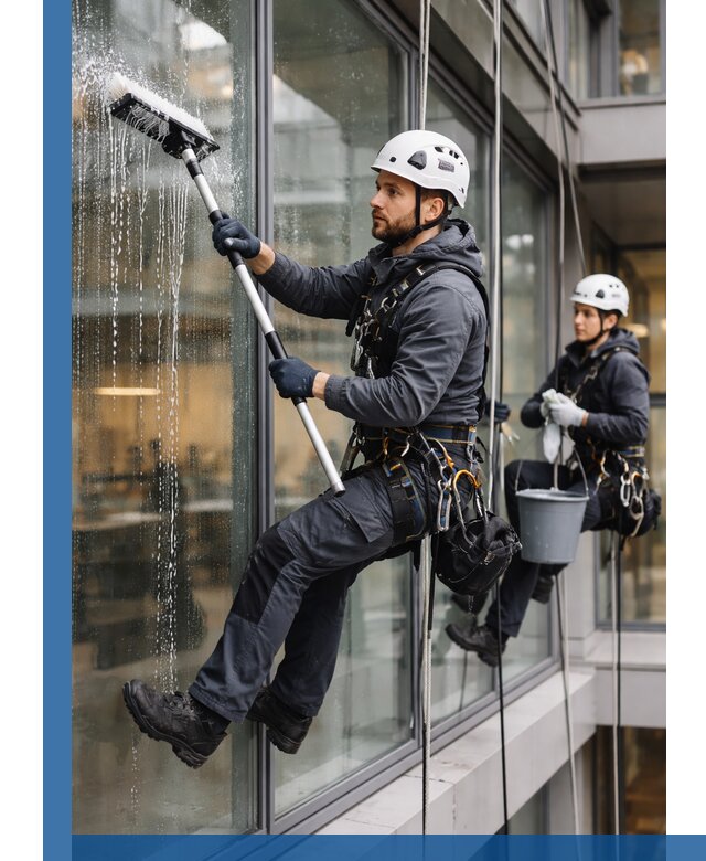 Профессиональная мойка витражей промышленными альпинистами в Сердобске