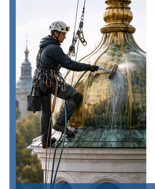 Профессиональная мойка куполов и шпилей высотными альпинистами в Сердобске