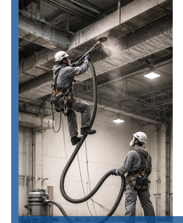 Обеспыливание потолочных конструкций в Сердобске промышленным альпинизмом