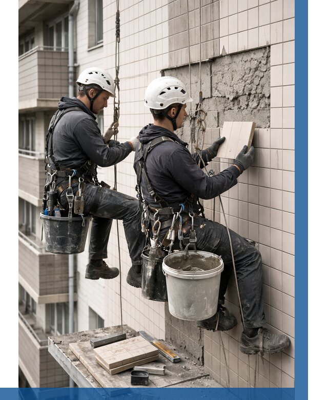 Ремонт облицовки фасада плиткой в Сердобске от 1820 р. | ВЫСОТНИК-Срд