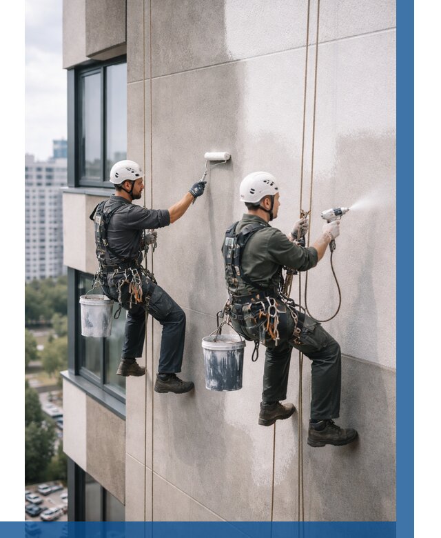 Покраска фасада альпинистами в Сердобске от 303 р. | ВЫСОТНИК-Срд