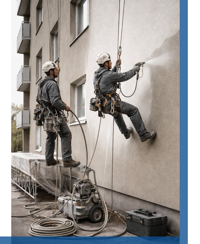 Безвоздушная покраска фасада в Сердобске от 222 р/м² | ВЫСОТНИК-Срд