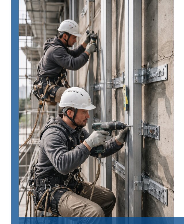 Монтаж и крепление подсистемы вентфасада в Сердобске