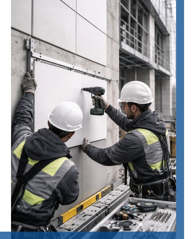 Монтаж композитных панелей фасада в Сердобске от 2528 р. | ВЫСОТНИК-Срд