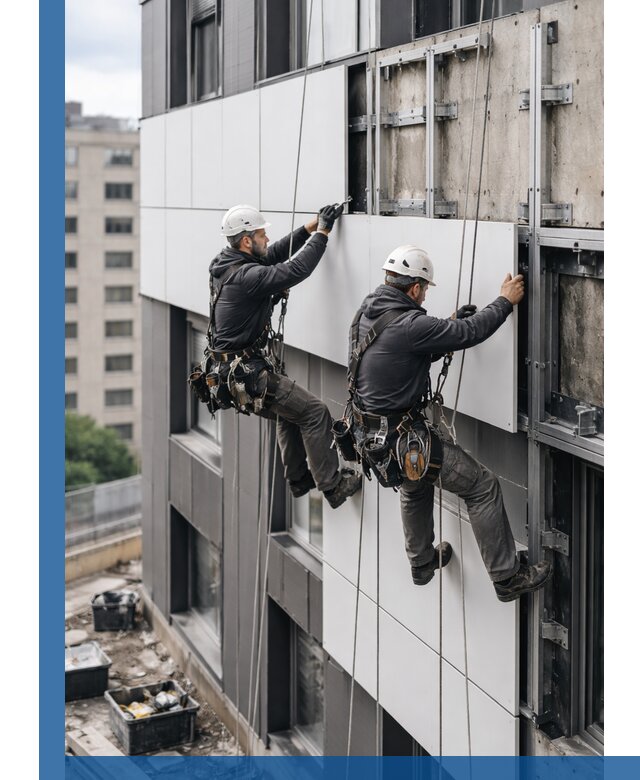 Монтаж композитных панелей фасада в Сердобске под ключ