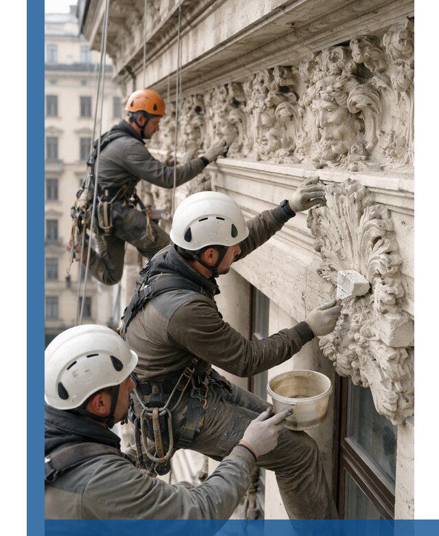 Реставрация фасадной лепнины с высотными работами в Сердобске