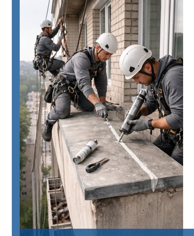 Герметизация балконного козырька в Сердобске профессионально