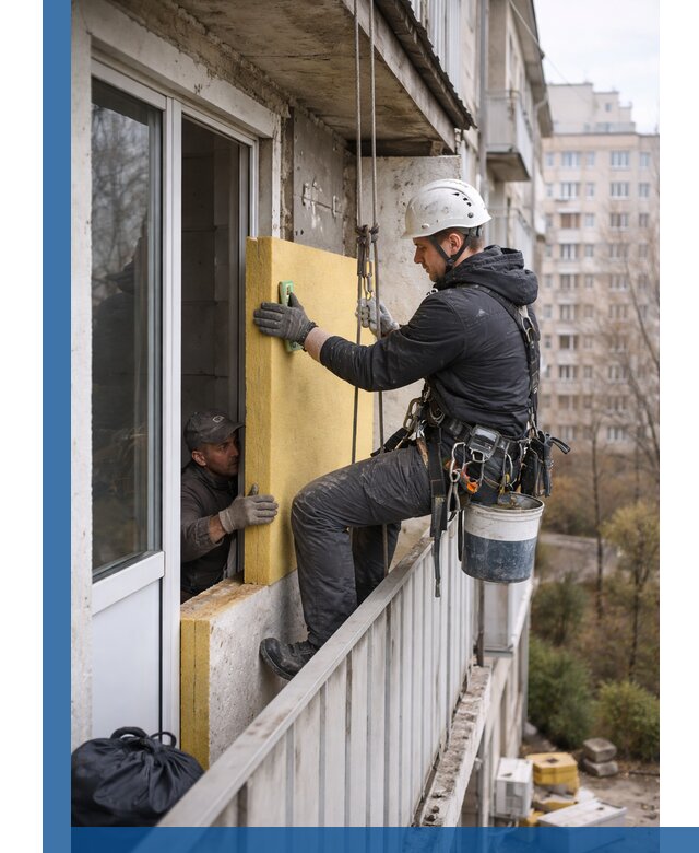Профессиональное утепление балкона снаружи в Сердобске под ключ