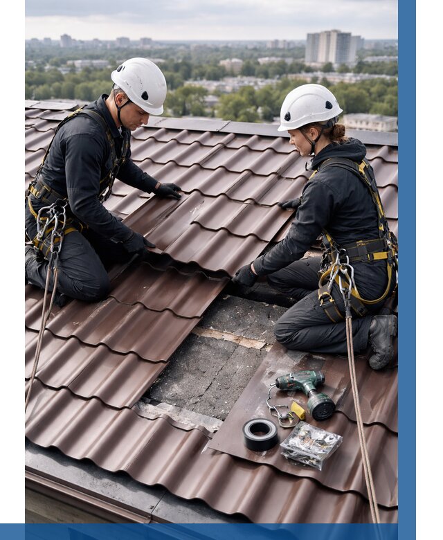 Ремонт металлочерепицы на крыше в Сердобске от 910 р. | ВЫСОТНИК-Срд