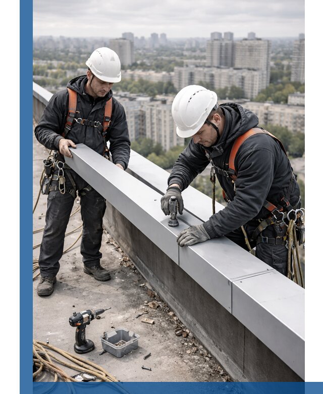 Монтаж парапетных крышек и ограждений кровли в Сердобске