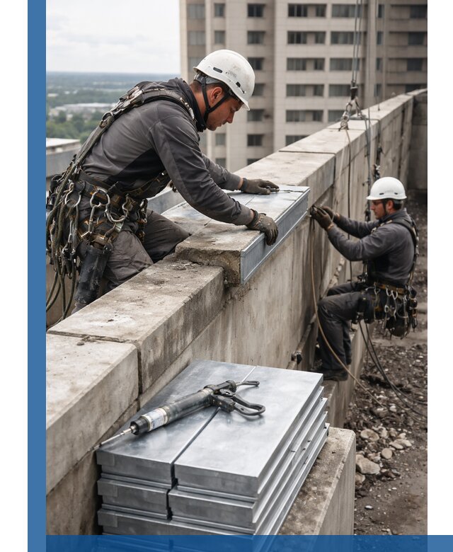 Замена парапетных крышек и установка новых в Сердобске