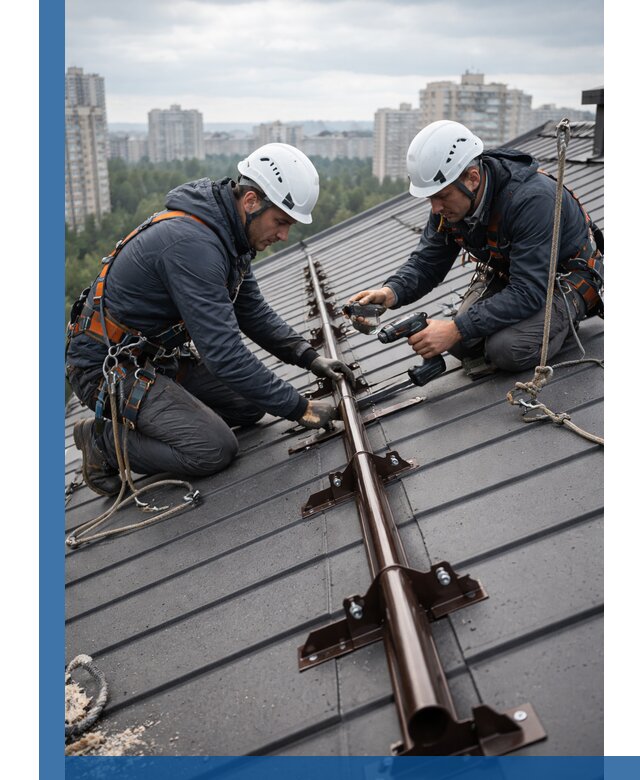 Монтаж снегозадержателей на кровле зданий в Сердобске под ключ