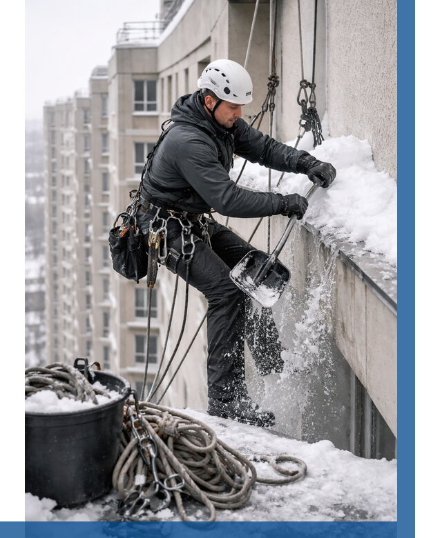 Очистка карнизов от снега в Сердобске от 303 р. | ВЫСОТНИК-Срд