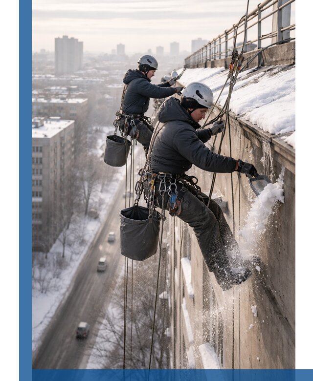 Очистка карнизов от снега в Сердобске профессионально и безопасно