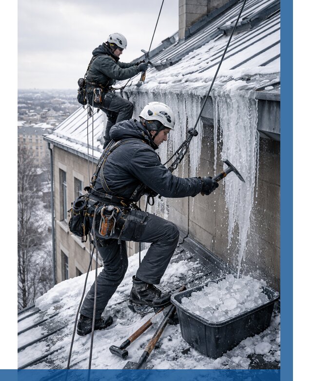 Удаление наледи с кровли в Сердобске от 5561 р. | ВЫСОТНИК-Срд