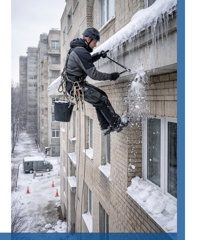 Удаление наледи с карнизов в Сердобске от 354 р. | ВЫСОТНИК-Срд