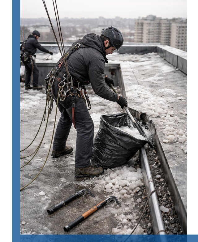 Аварийная очистка кровли в Сердобске от промальпинистов