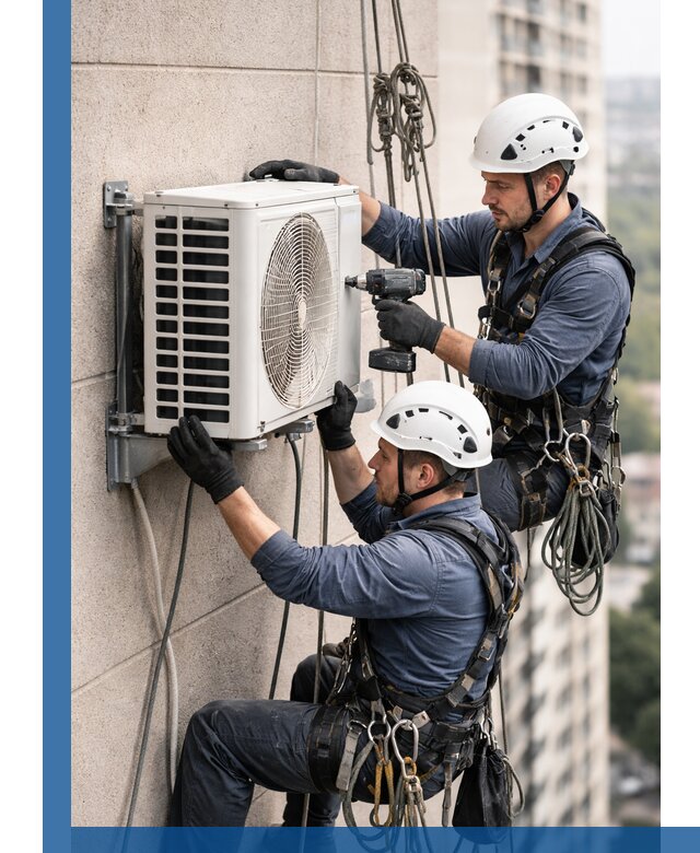 Монтаж внешнего блока кондиционера в Сердобске установка и крепление