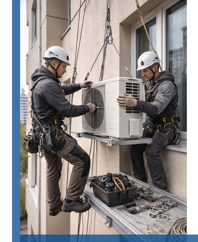 Перенос внешнего блока кондиционера в Сердобске с монтажом и крепежом