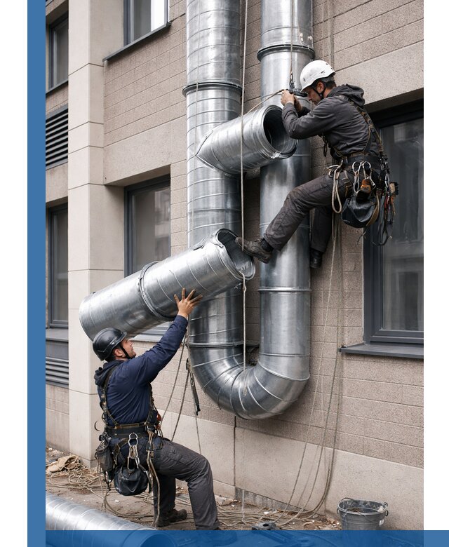 Монтаж фасадных воздуховодов в Сердобске с герметизацией и крепежом