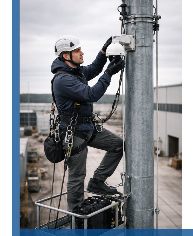Профессиональная установка видеокамер на мачте в Сердобске