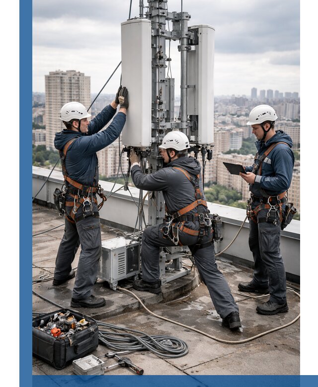 Монтаж антенн связи на крыше в Сердобске с вводом в эксплуатацию