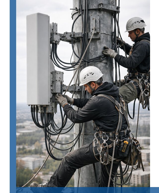 Монтаж оборудования связи на мачте в Сердобске с пусконаладкой