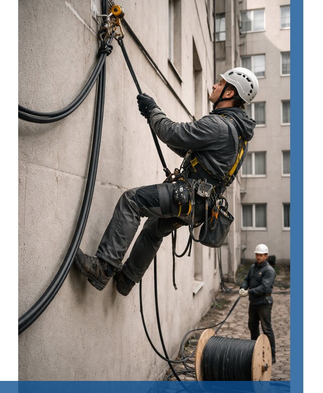 Протяжка кабеля питания на высоте в Сердобске от 455 р. | ВЫСОТНИК-Срд