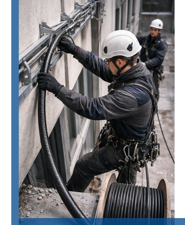 Протяжка кабеля питания на высоте в Сердобске с гарантией безопасности и качества