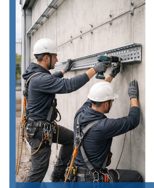 Монтаж кабельных лотков на фасаде зданий в Сердобске с гарантией