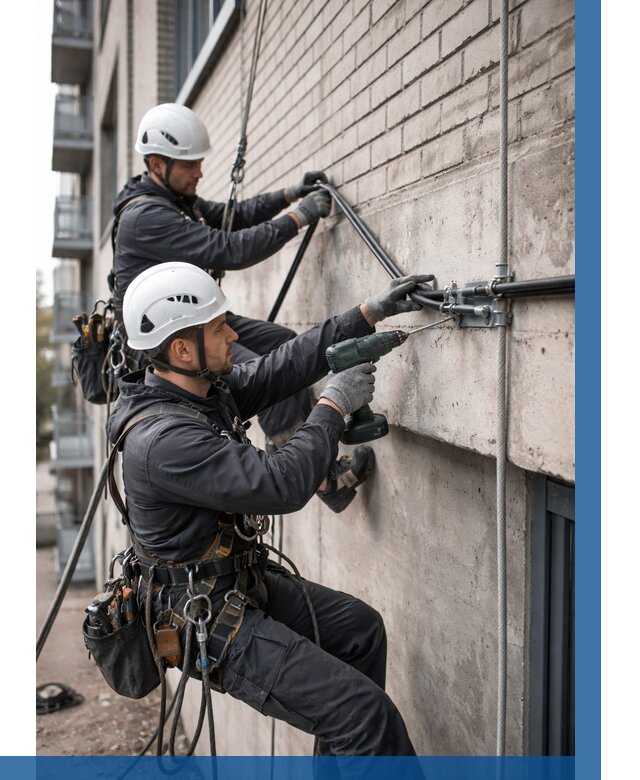 Крепление кабеля на фасаде в Сердобске от 354 р. | ВЫСОТНИК-Срд