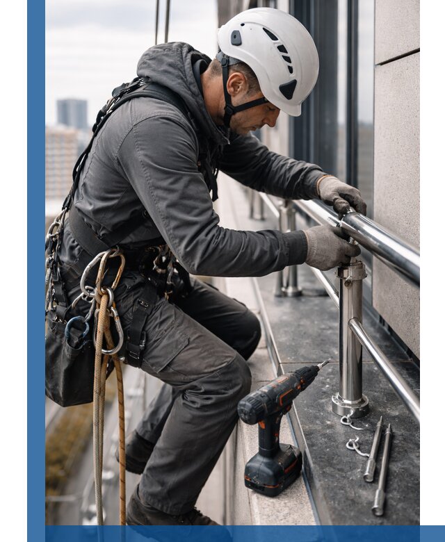 Монтаж ограждений на высоте в Сердобске для зданий и конструкций