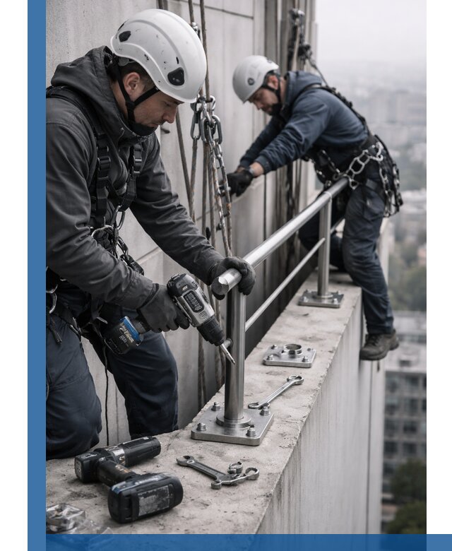 Монтаж перил на высоте в Сердобске для жилых и промобъектов