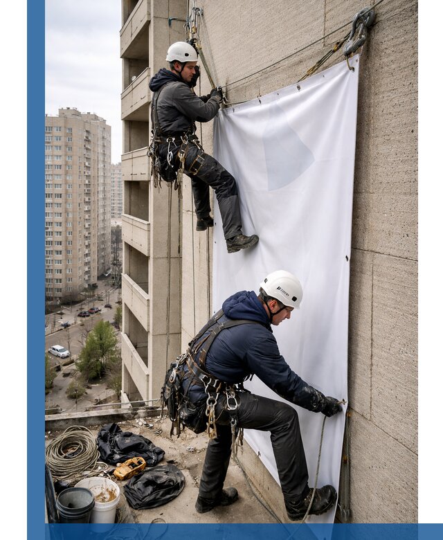 Профессиональный монтаж баннеров на фасаде в Сердобске