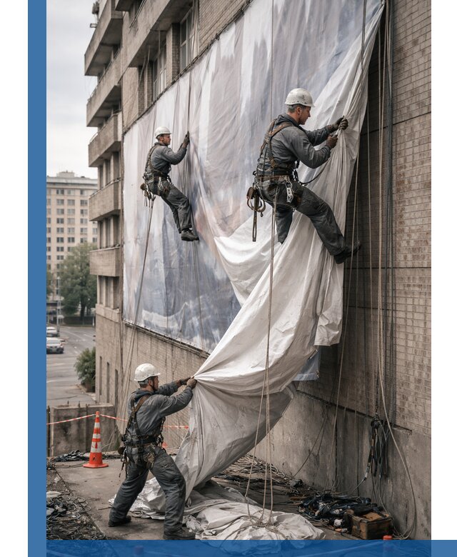 Демонтаж баннеров с фасада в Сердобске оперативно и безопасно
