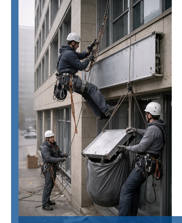 Демонтаж рекламной вывески с высотными работами в Сердобске