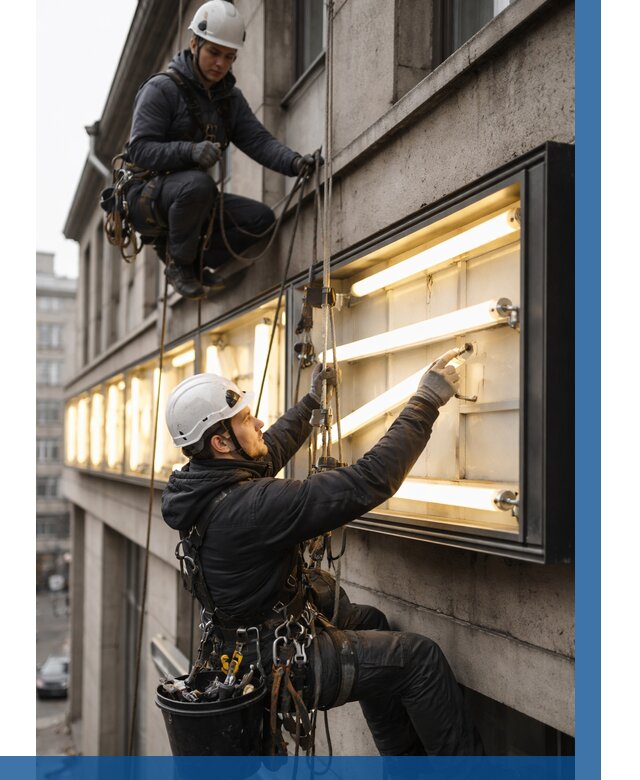 Замена ламп в вывеске в Сердобске под ключ от 3539 р. | ВЫСОТНИК-Срд