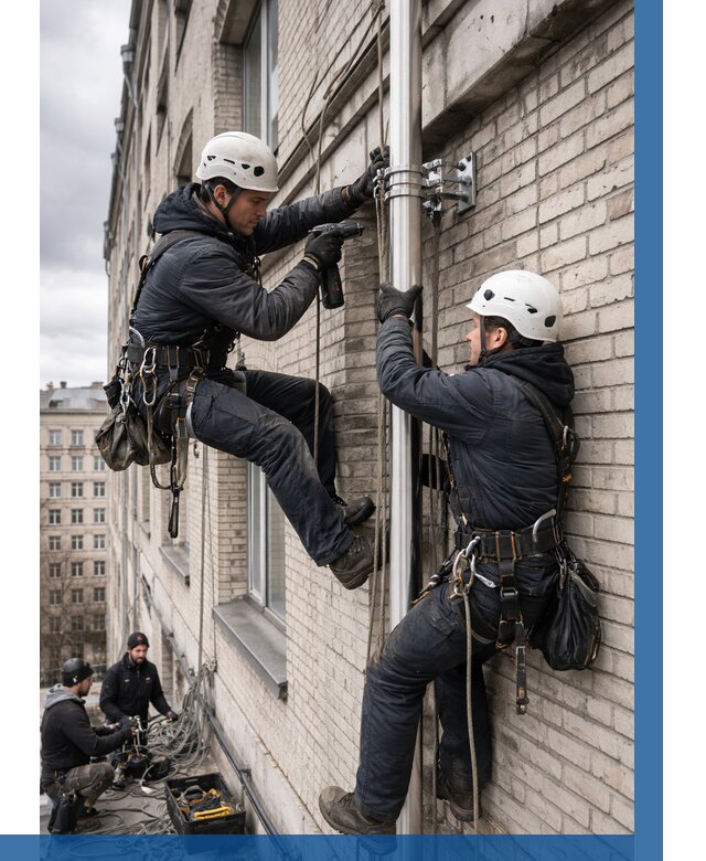 Монтаж флагштока на здании в Сердобске от 6572 р. | ВЫСОТНИК-Срд