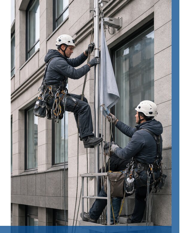 Установка флагов на фасаде в Сердобске от 4550 р. | ВЫСОТНИК-Срд