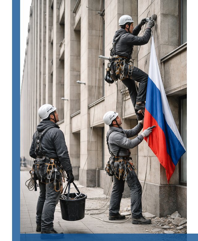 Профессиональная установка флагов на фасаде в Сердобске