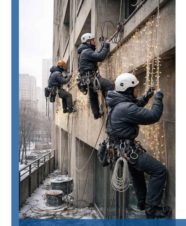 Монтаж новогодней иллюминации и украшение фасадов в Сердобске