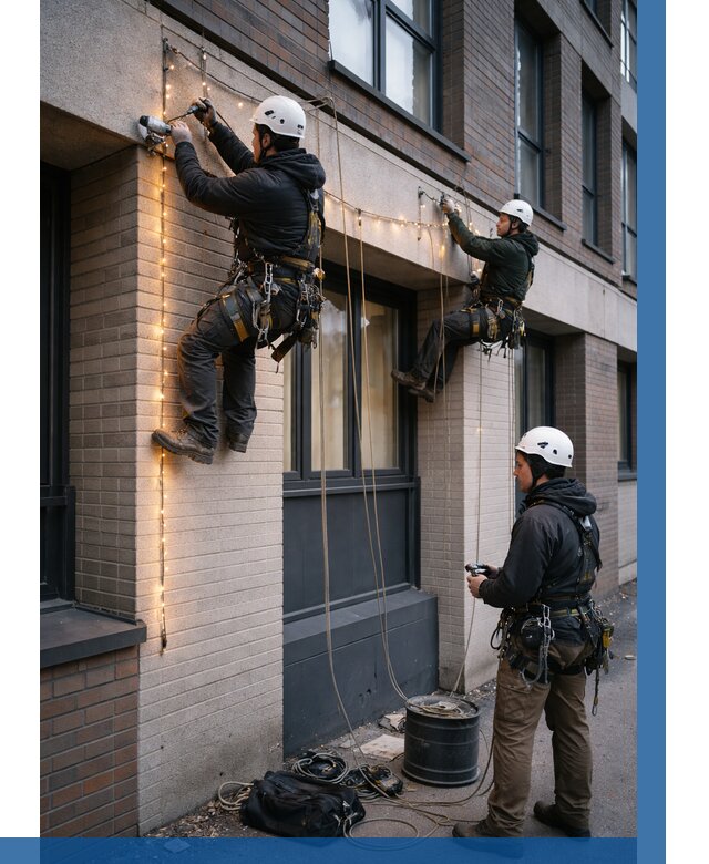 Монтаж гирлянд на фасаде в Сердобске от 3539 р. | ВЫСОТНИК-Срд