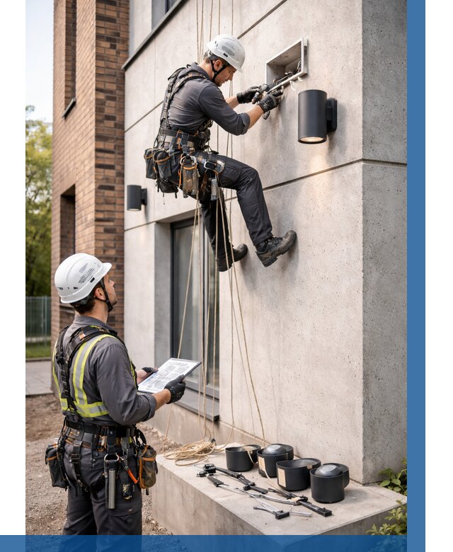 Монтаж фасадного освещения в Сердобске от 2528 р. | ВЫСОТНИК-Срд