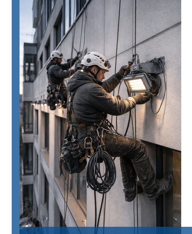 Монтаж фасадного освещения в Сердобске установка и подключение