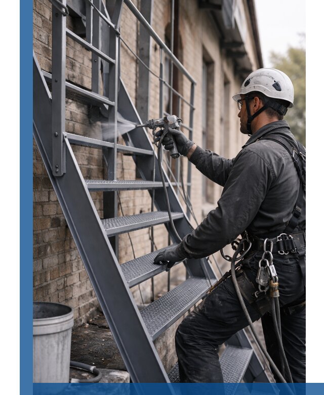 Покраска и антикоррозионная защита пожарных лестниц в Сердобске