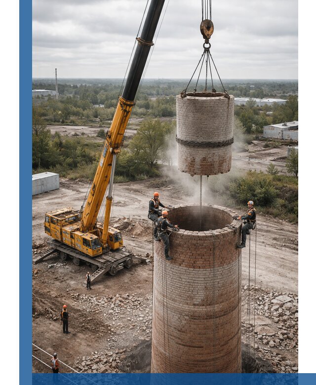 Демонтаж дымовой трубы в Сердобске с гарантиями безопасности
