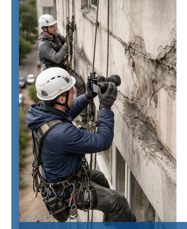 Фотофиксация дефектов фасада с высотной съемкой в Сердобске