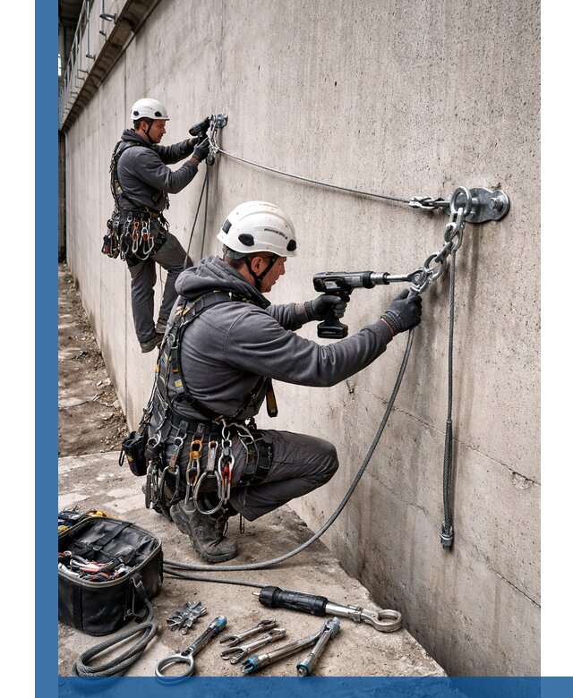 Монтаж анкерных линий высотной безопасности в Сердобске