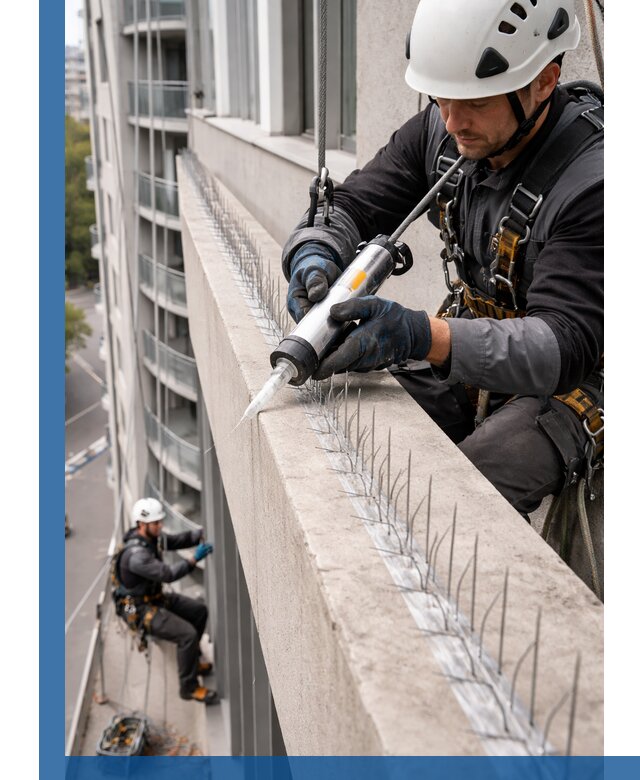 Установка шипов от птиц на фасадах и кровлях в Сердобске